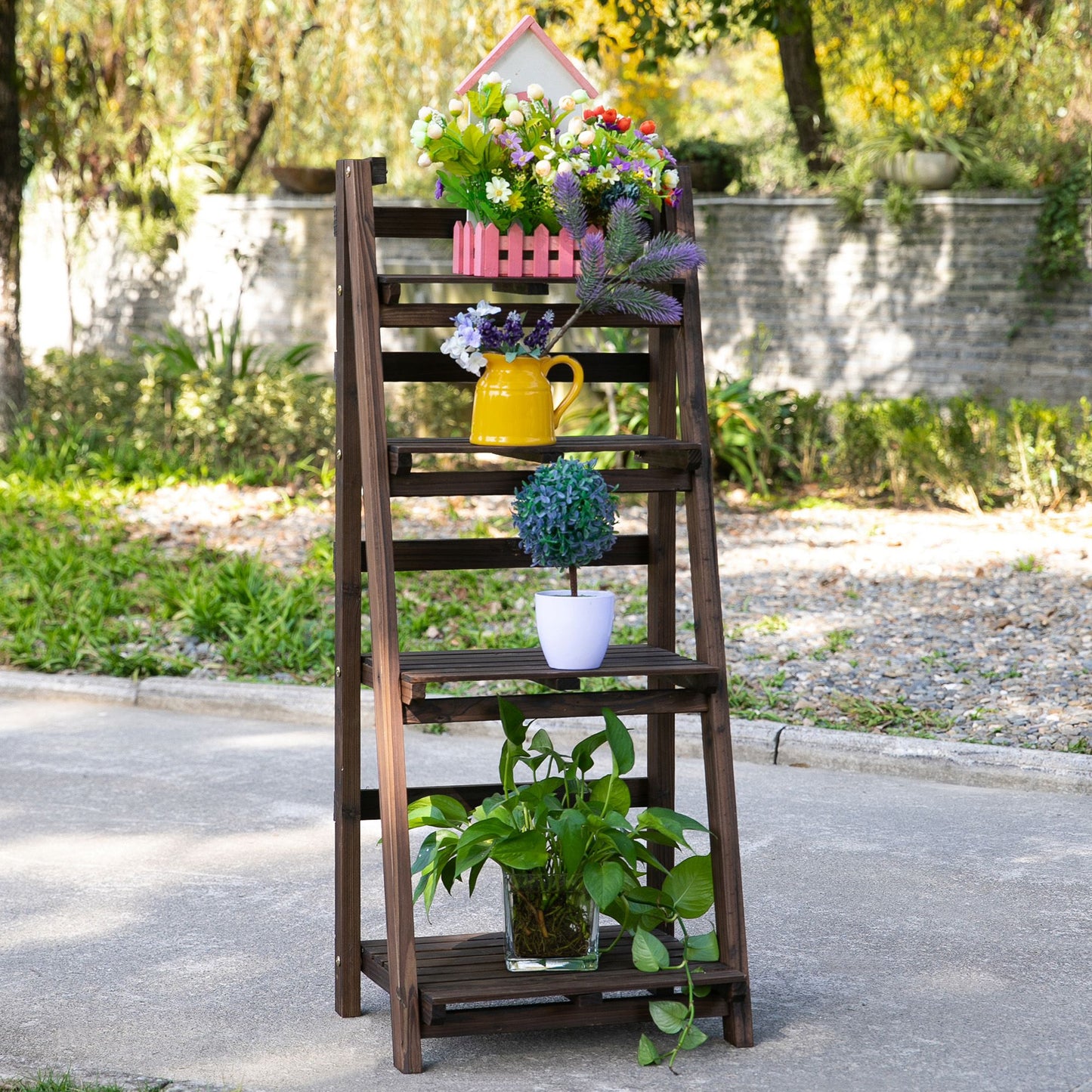 Outsunny 4-Tier Foldable Plant Stand