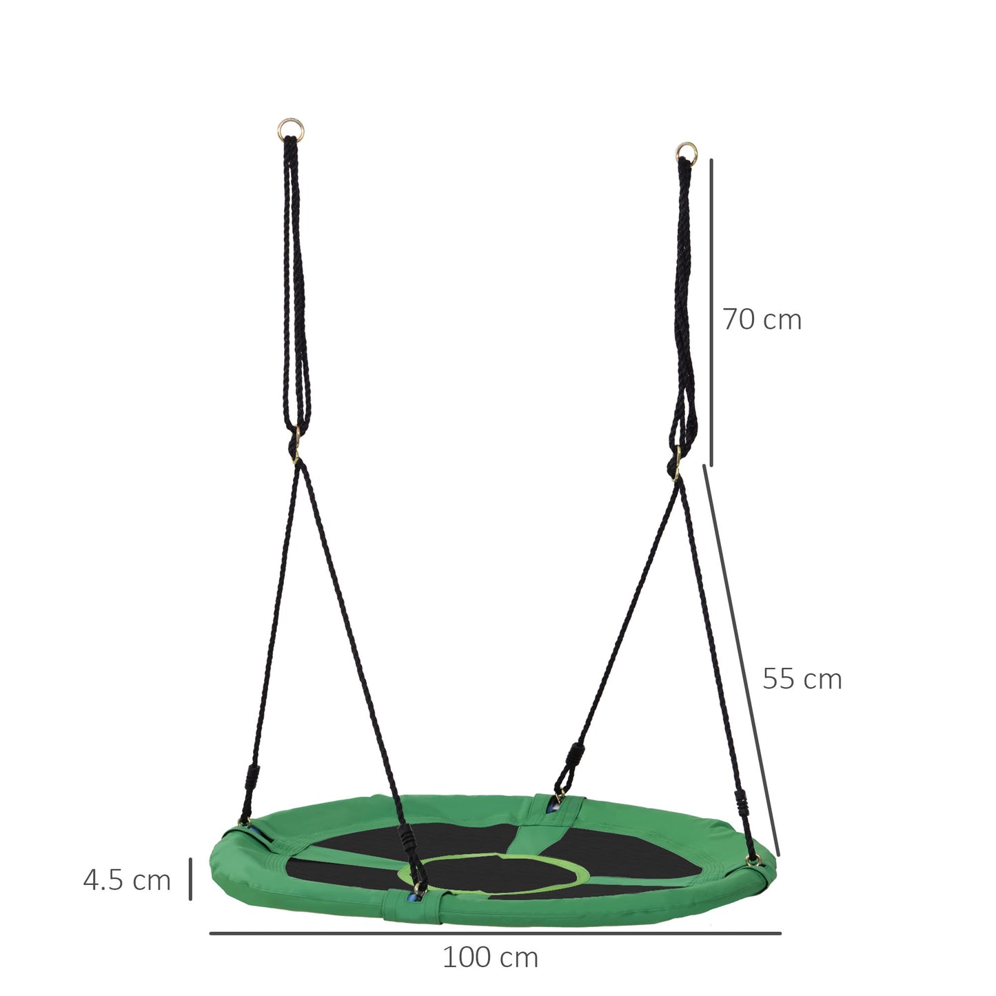 Homcom Kids Swing Outdoor Toys For Kids Diameter 100X4.5H cm-Black/Green