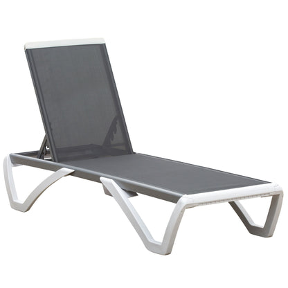 Outsunny Portable Outdoor Chaise Lounge Sun Lounger with Adjustable Back