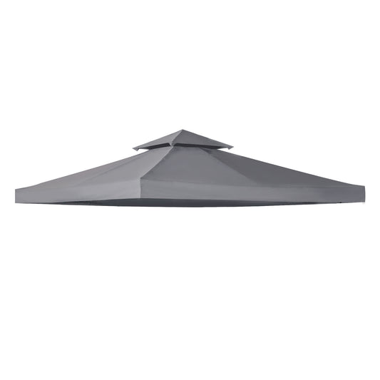 Outsunny 3(m) Gazebo Top Cover Double Tier Canopy Replacement Pavilion Roof Deep Grey