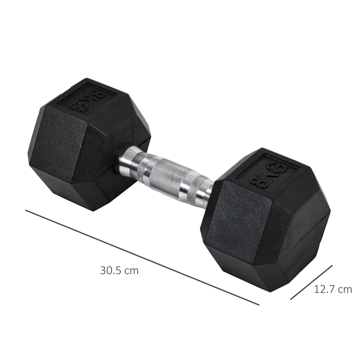 Homcom 2x8kg Hex Dumbbell Rubber Weights Sets Hexagonal Gym Fitness Lifting Home