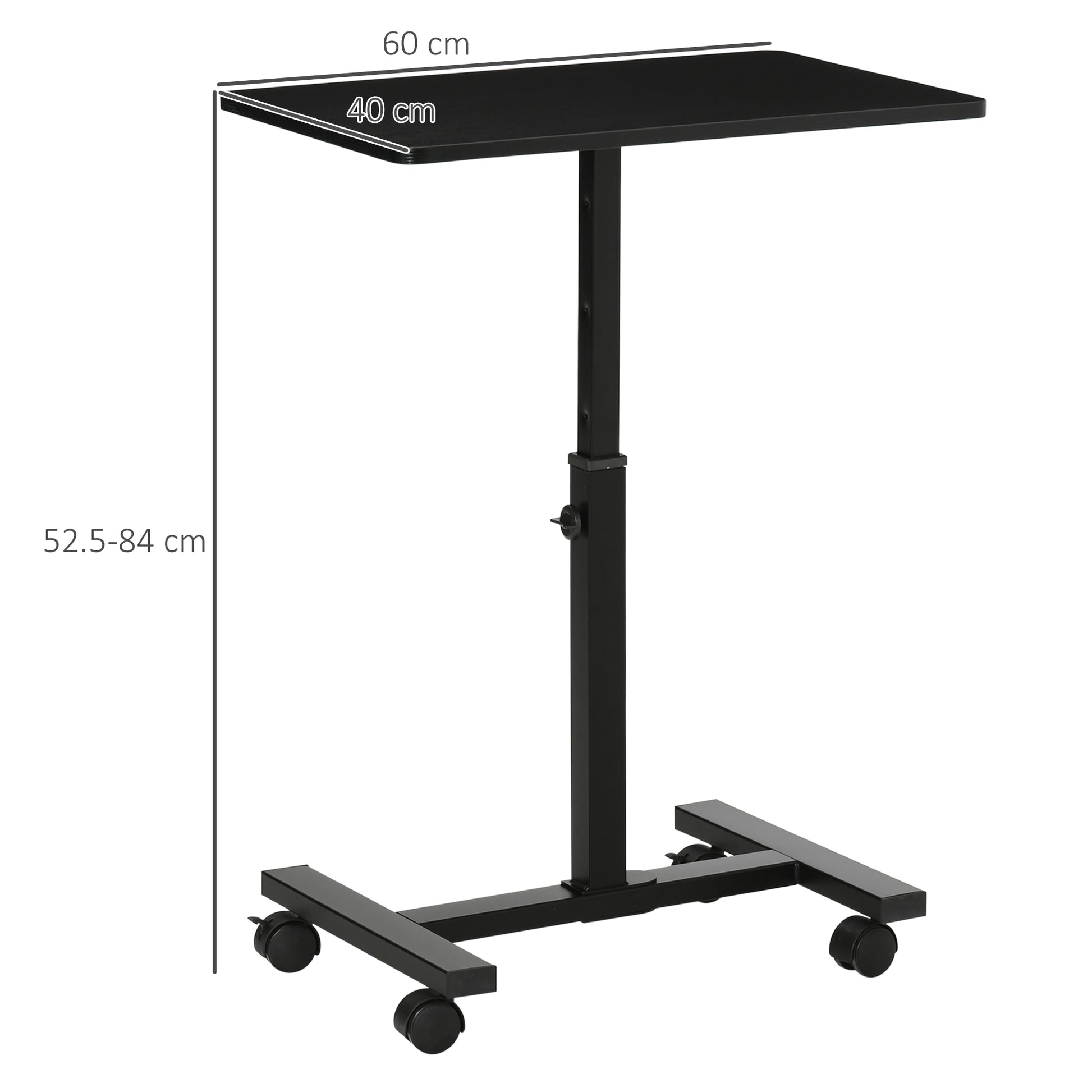 Homcom 52-84cm Adjustable Mobile Over-Surface Table - Black