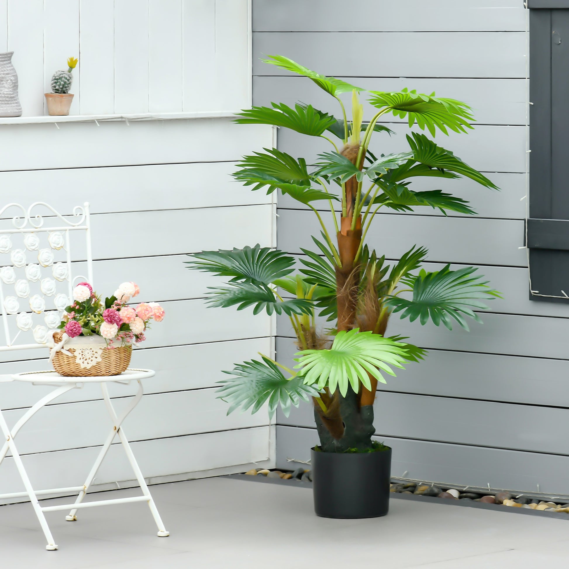 Homcom Artificial Tropical Palm Tree Fake Decorative Plant in Nursery Pot for Indoor Outdoor Décor