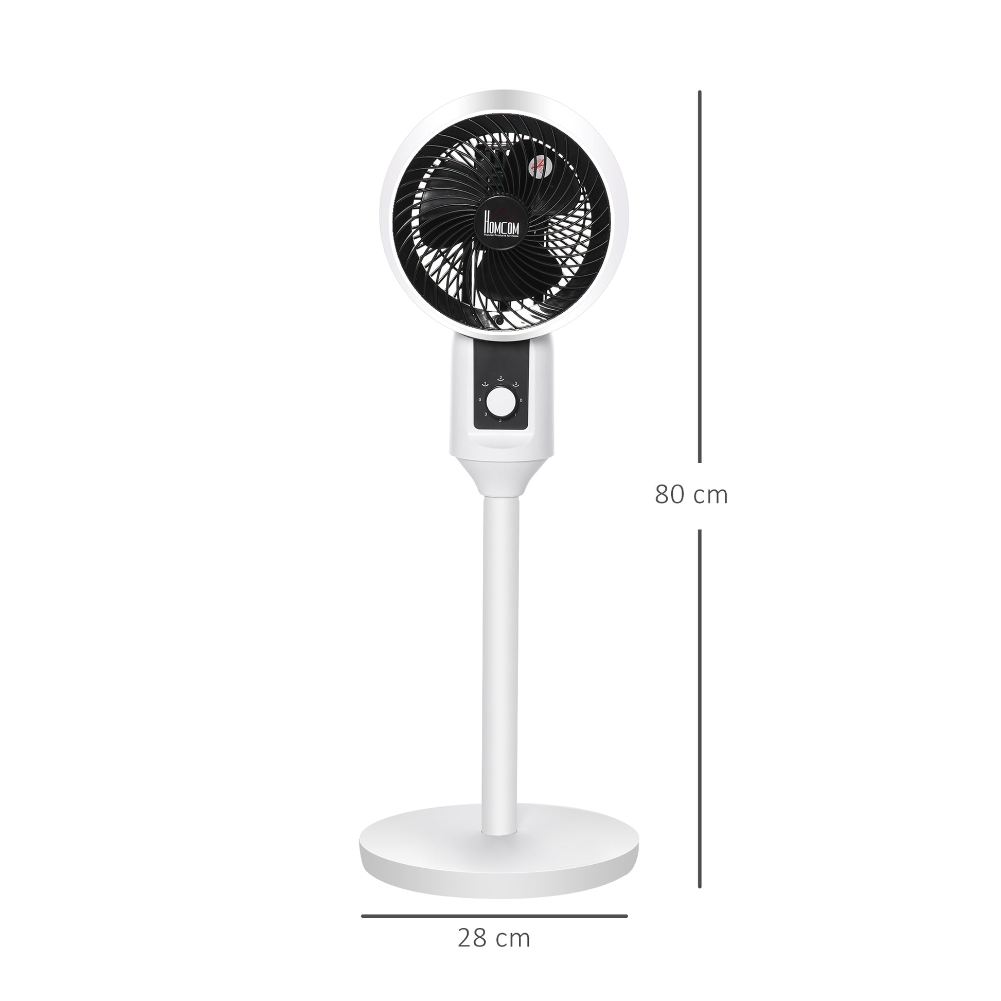 11" Oscillating Three Speed Pedestal Fan Black & White by Homcom