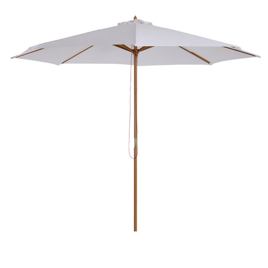 Outsunny 3(m) Fir Wooden Parasol Garden Umbrellas 8 Ribs Bamboo Sun Shade Patio Outdoor Umbrella Canopy