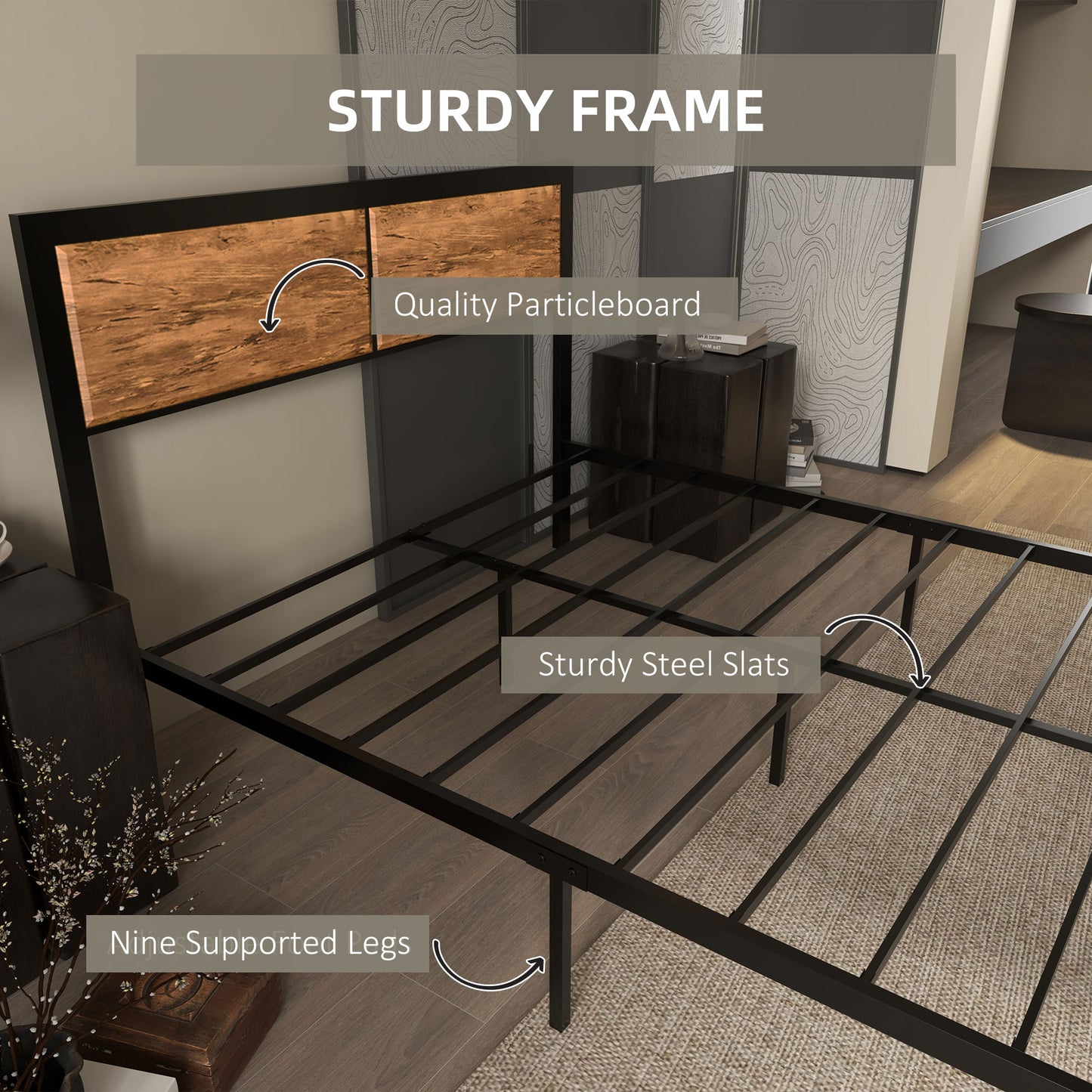 Homcom Industrial Double Bed Frame