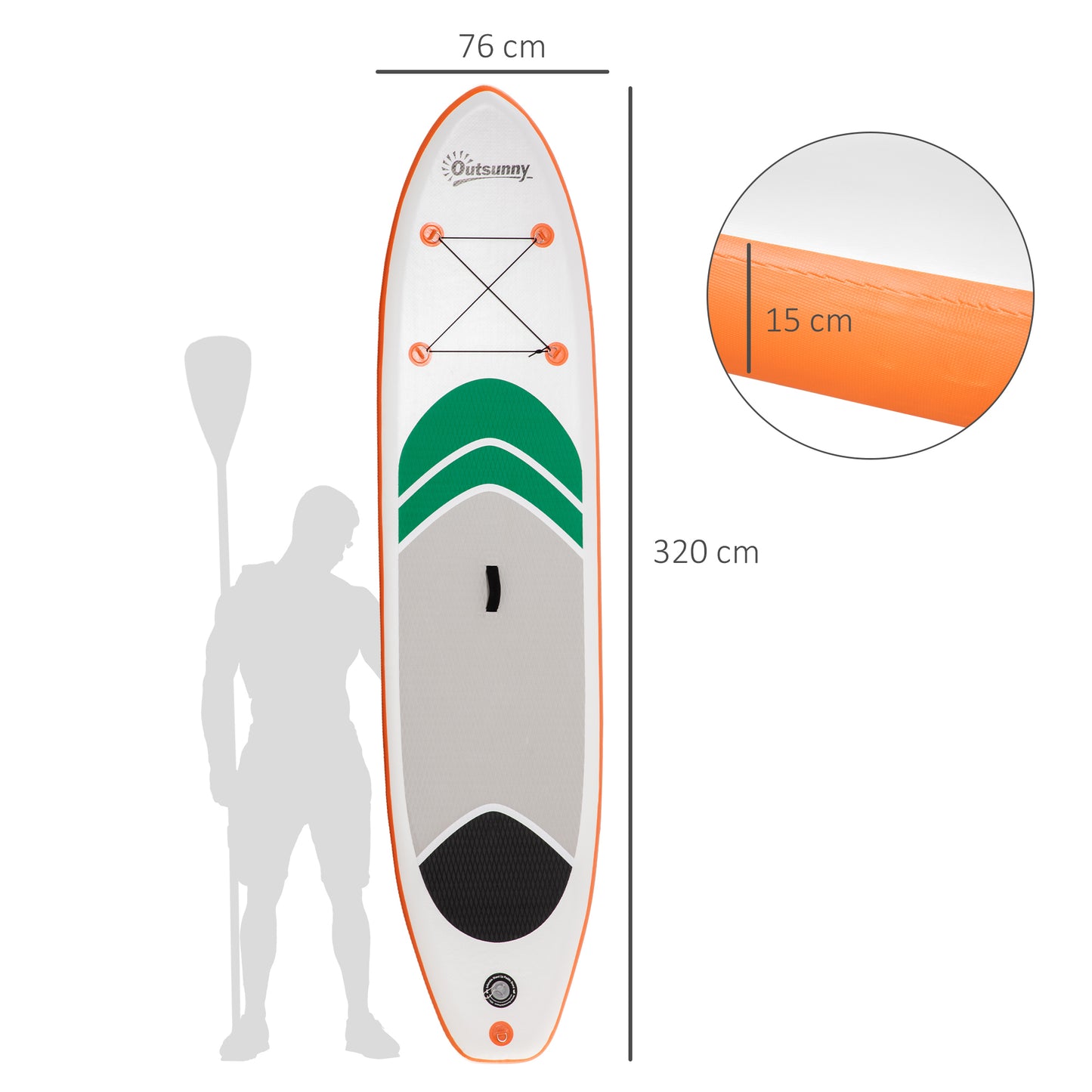 Outsunny 10'6" X 30" X 6" Inflatable Stand Up Paddle Board