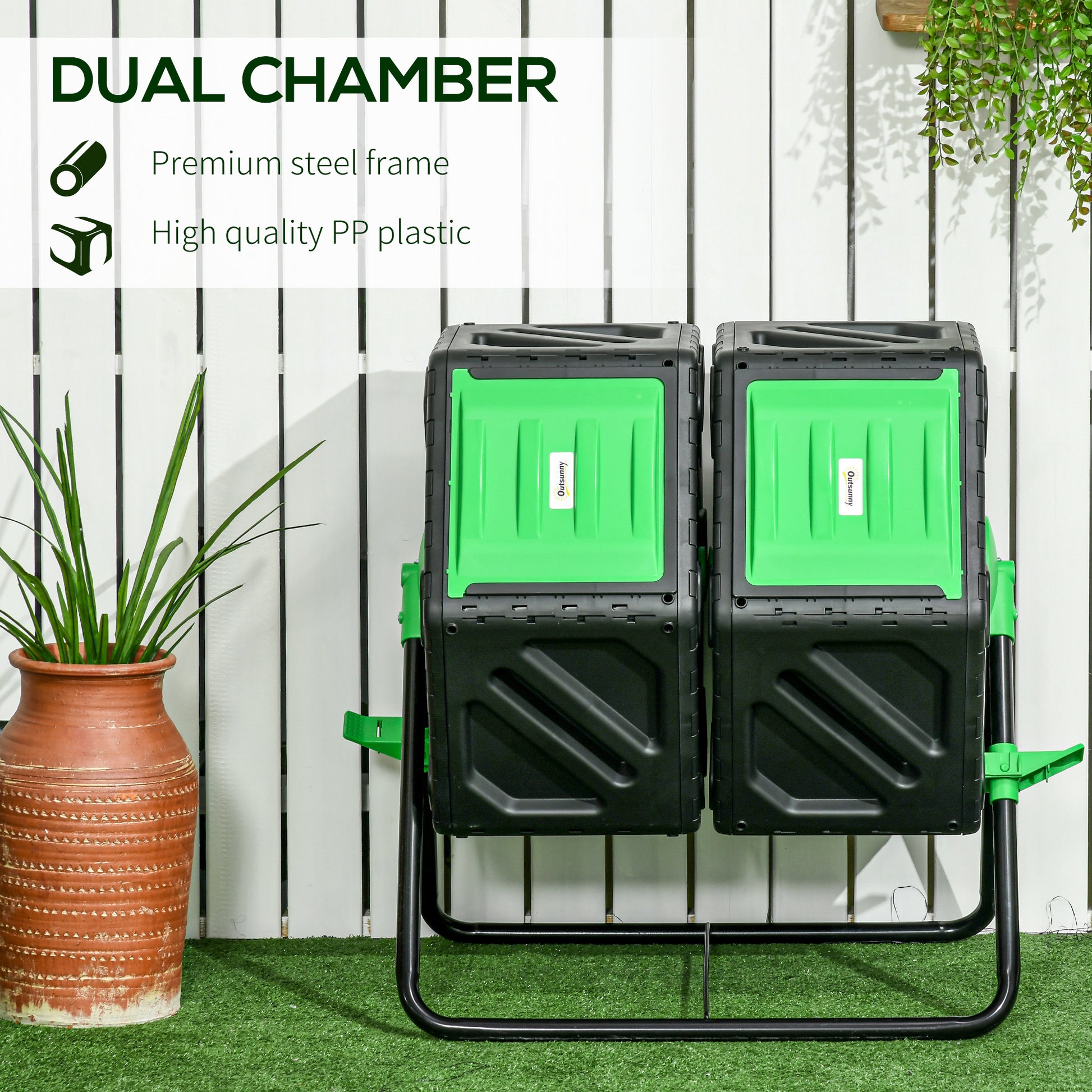 Outsunny Dual Chamber Garden Compost Bin