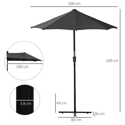 Outsunny 2m Half-Cut Garden Parasol