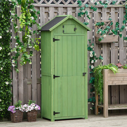 Rustica 179cm Single Door Reverse Apex Garden Store Fir Wood Green by Steadfast