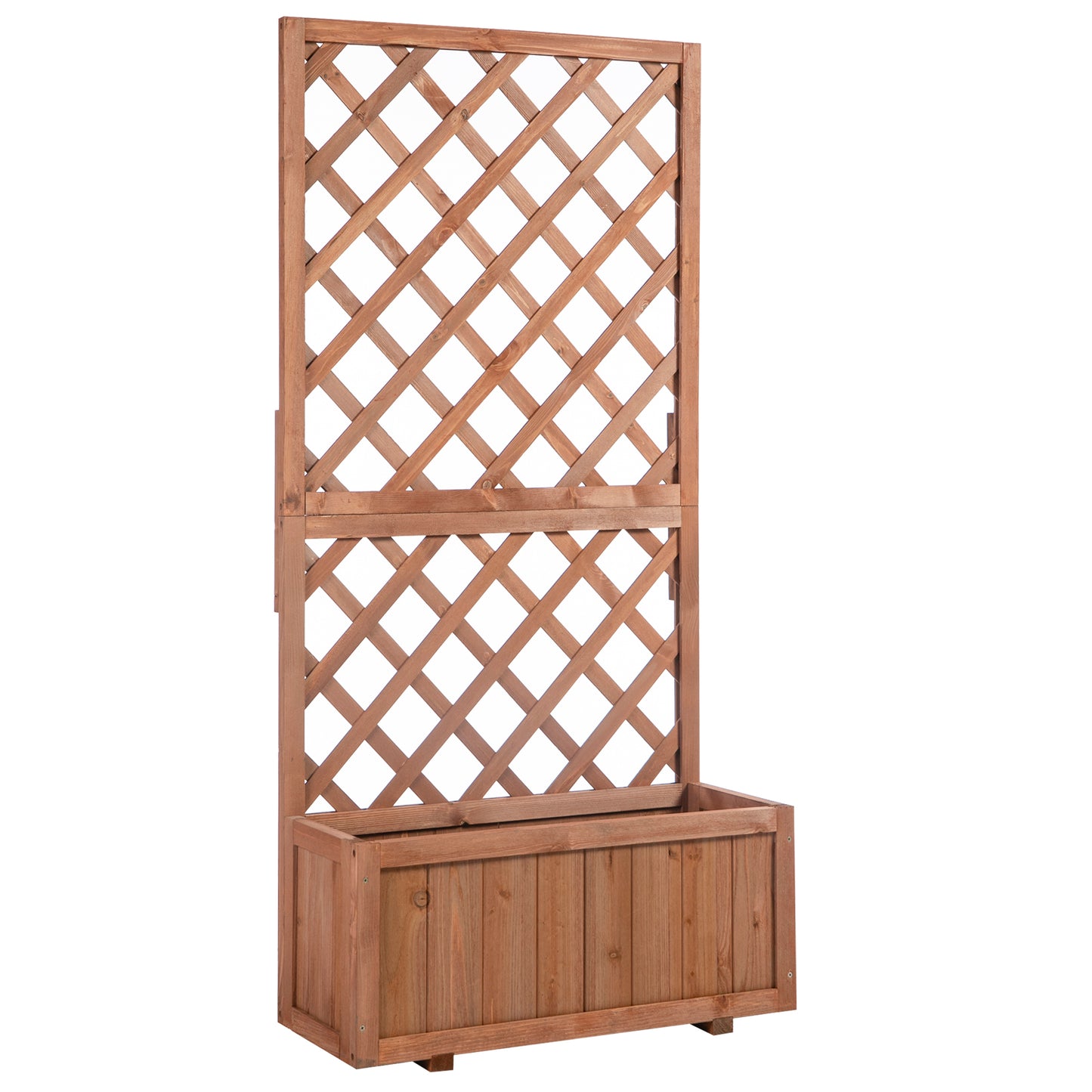 Outsunny Wooden Gardening Display Flower Planter Stand Trellis Shelf