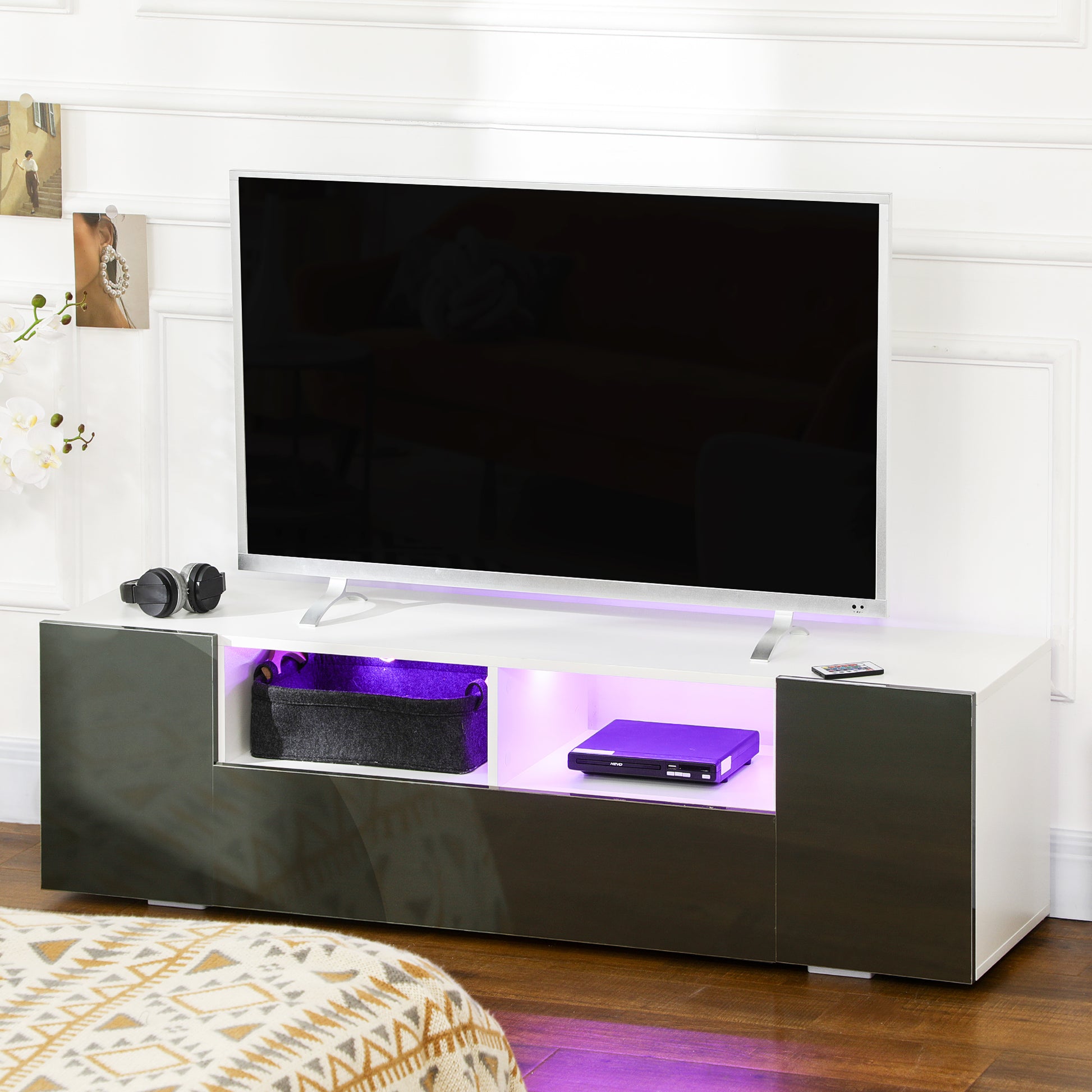 Homcom Modern TV Stand Unit for TVs up to 60" with LED Lights