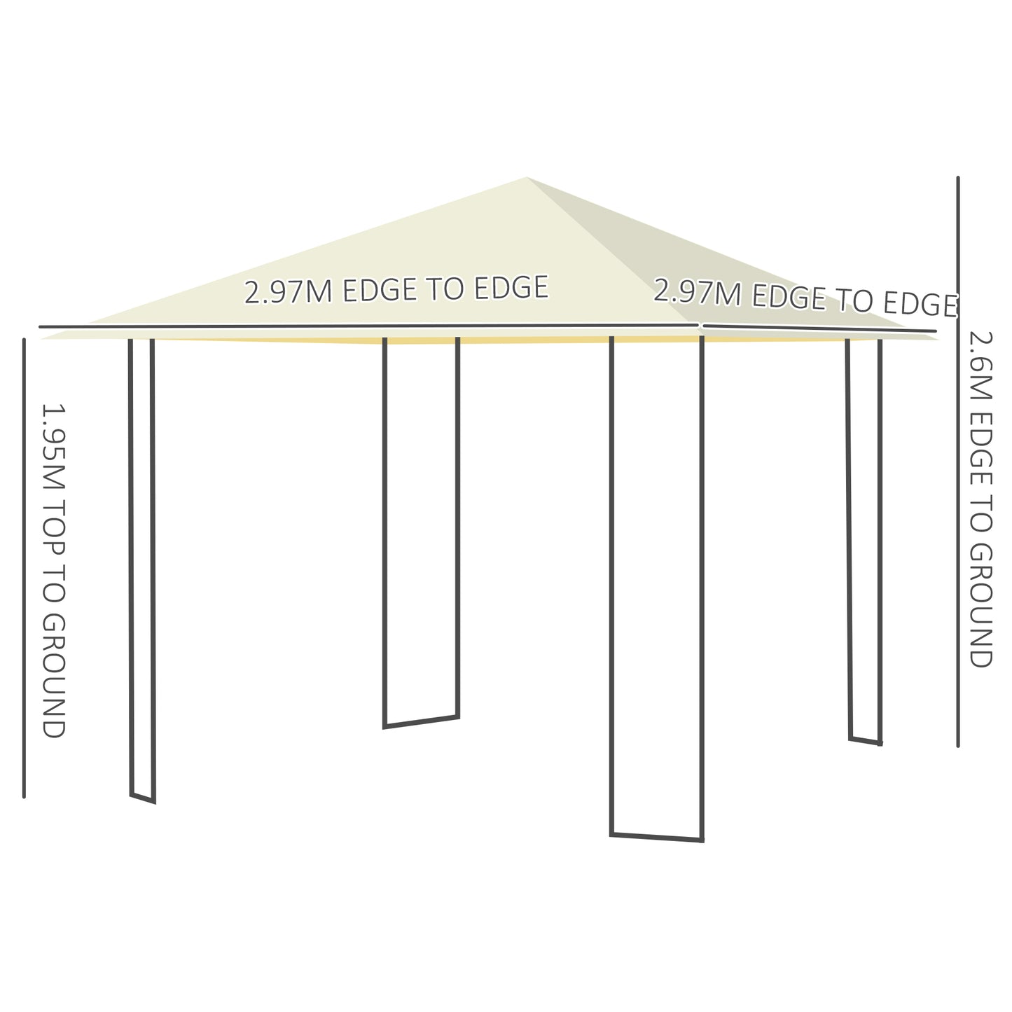 Outsunny 3 x 3 Meters Patio Garden Metal Gazebo Marquee Steel Frame with Canopy Awning Tent Water Resistant Cream