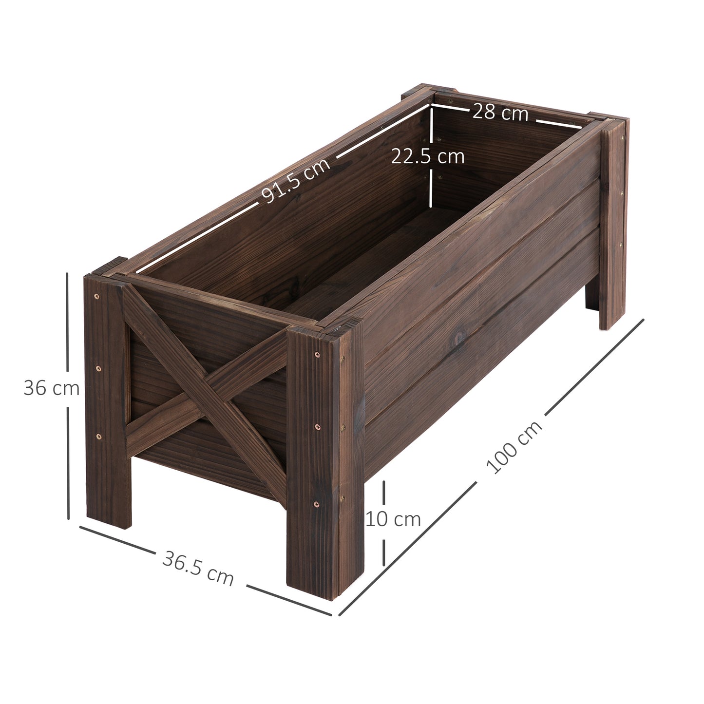 Outsunny 58L Garden Raised Bed Planter Grow Containers for Outdoor Patio Plant Flower Vegetable Pot Fir Wood