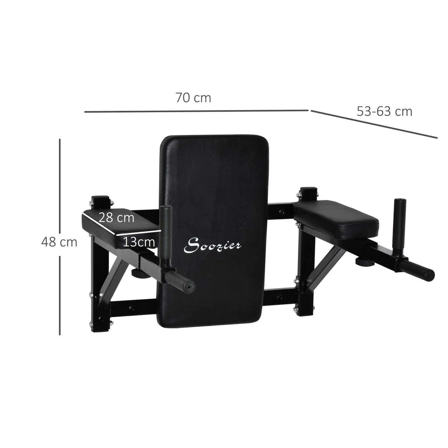 Homcom Wall Mounted Dip Station Rack-Black