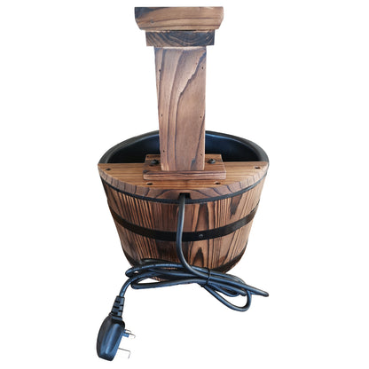 Outsunny Wood Barrel Patio Water Fountain Garden Decorative Ornament Water Feature with Electric Pump