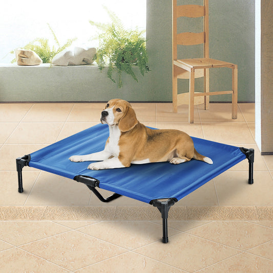 Pawhut Large Dogs Portable Elevated Fabric Bed For Camping Outdoors Blue