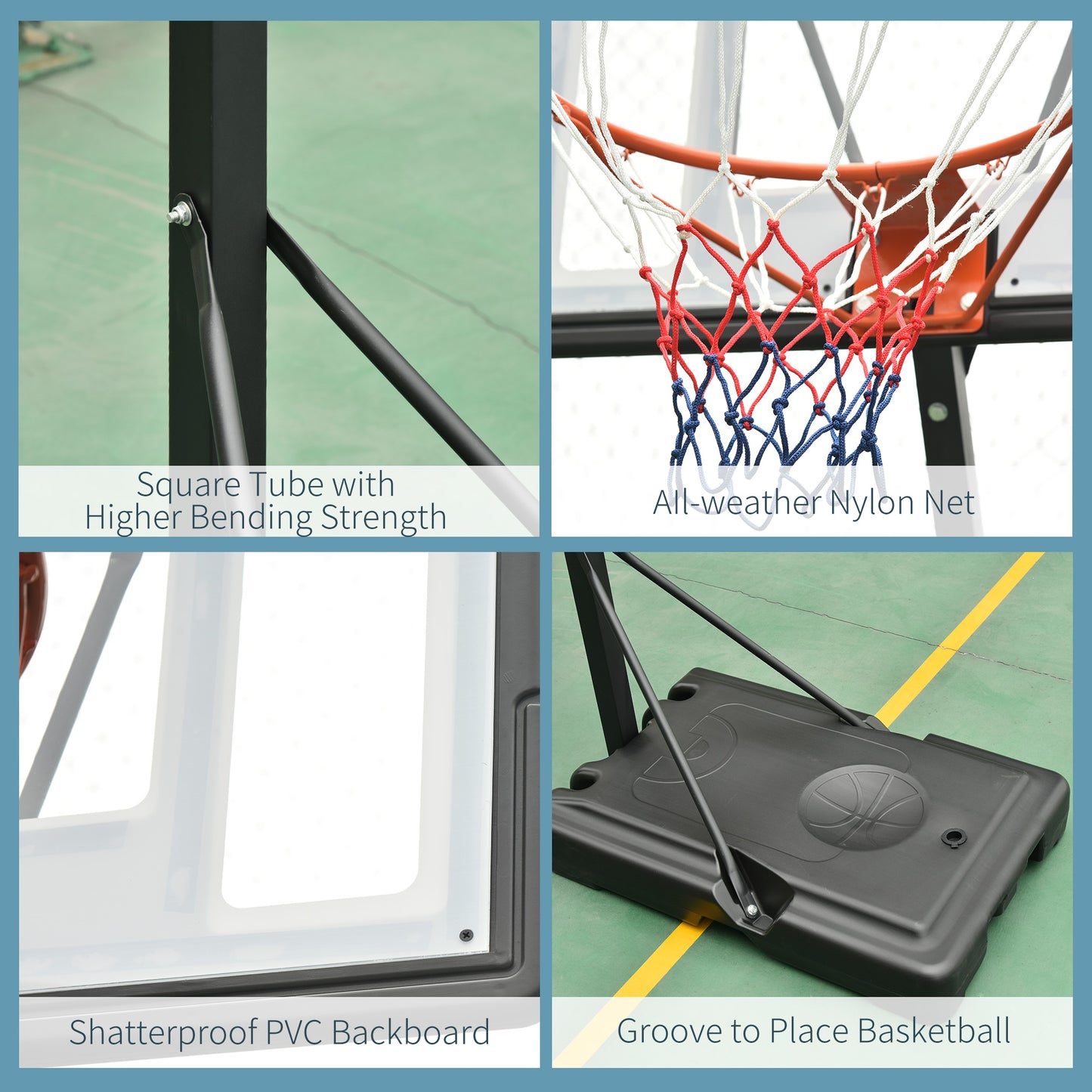 Homcom Steel Basketball Stand Height Adjustable Hoop Backboard Black