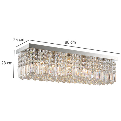 Homcom Modern Crystal Ceiling Light Square Chandelier for Home Office Hotel Silver