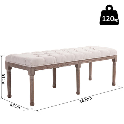 Homcom Longline Vintage Ottoman Bench With Wooden Frame