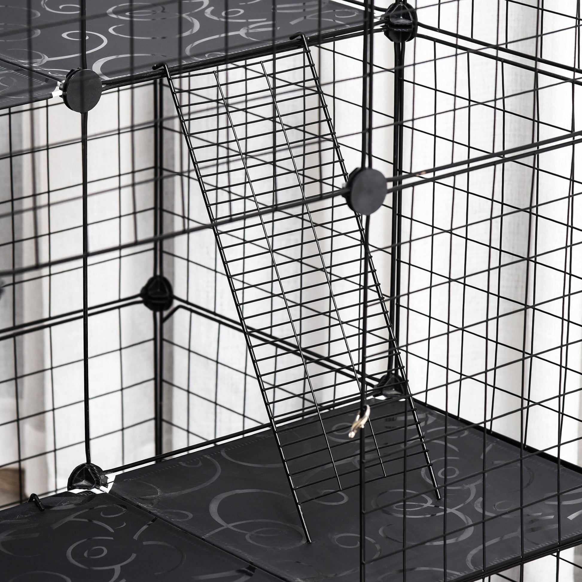 3 Tier Small Animal Cage Black by Pawhut