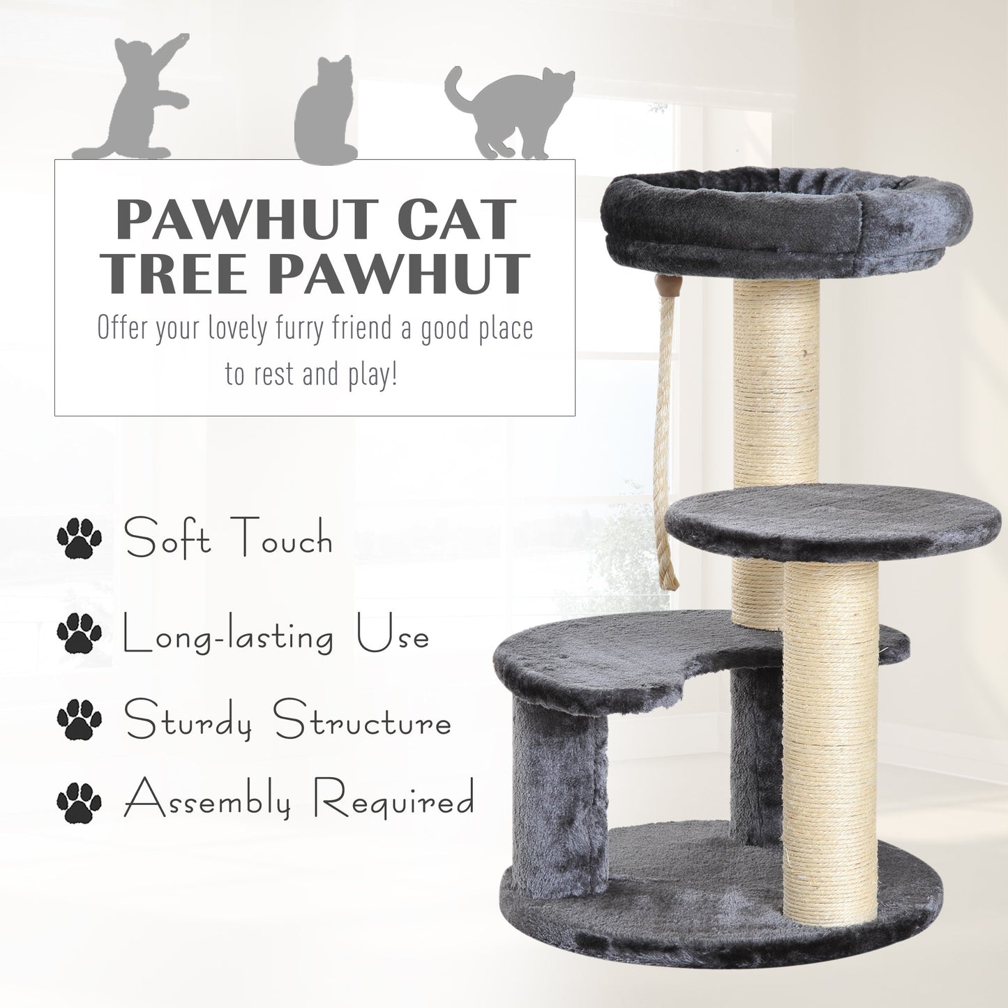 PawHut Cat Tree Kitty Scratcher Kitten Activity Center