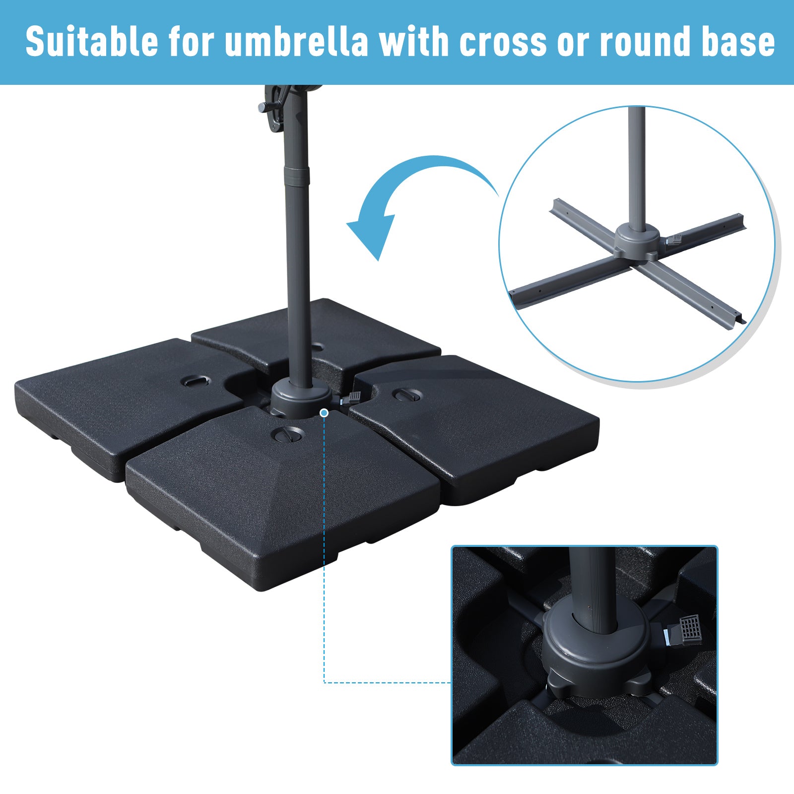 Outsunny 4 Pcs Portable Umbrella Base