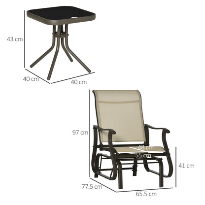 Outsunny Set of 3 Gliding Chair & Tea Table Set