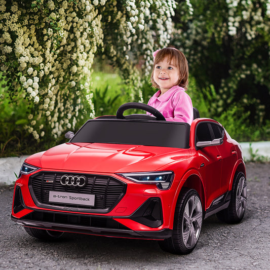 Homcom Audi E-tron Licensed 12V Kids Electric Ride On Car with Parental Remote Music Lights MP3 Suspension Wheels for 3-5 Years Red