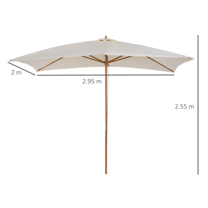 Outsunny 2 x 3m Wooden Garden Parasol Umbrella Outdoor Sun Shade Canopy