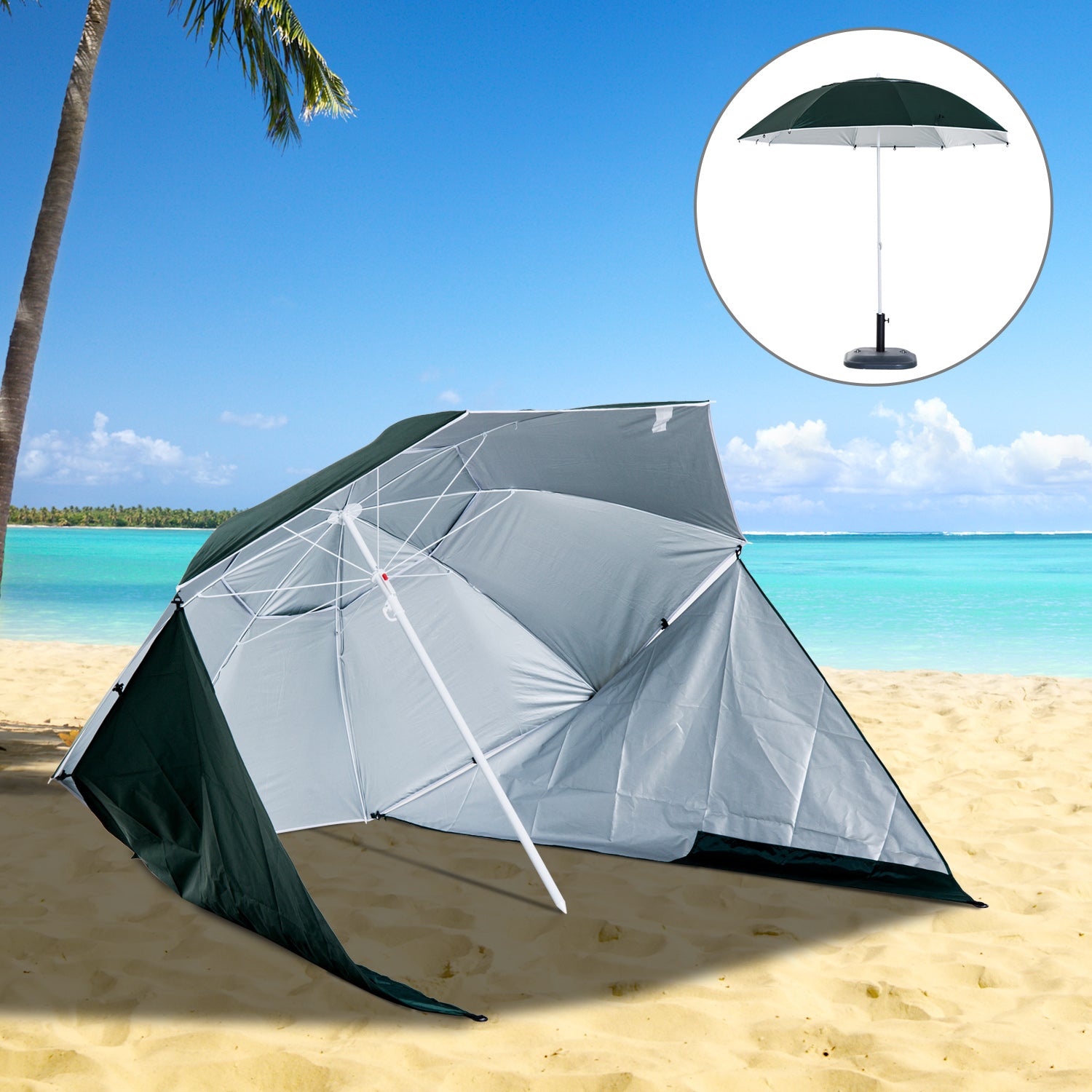 Outsunny All-Weather Beach Umbrella Shelteneer