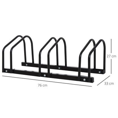 Homcom Bike Stand Parking Rack Floor or Wall Mount Bicycle Cycle Storage Locking Stand 76L x 33W x 27H (3 Racks