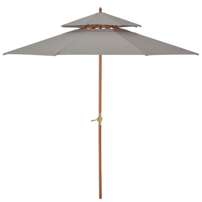 Outsunny 2.7 M Garden Parasol Umbrella Double Tier Garden Umbrellas Outdoor Sun Umbrella Sunshade Bamboo Parasol Grey