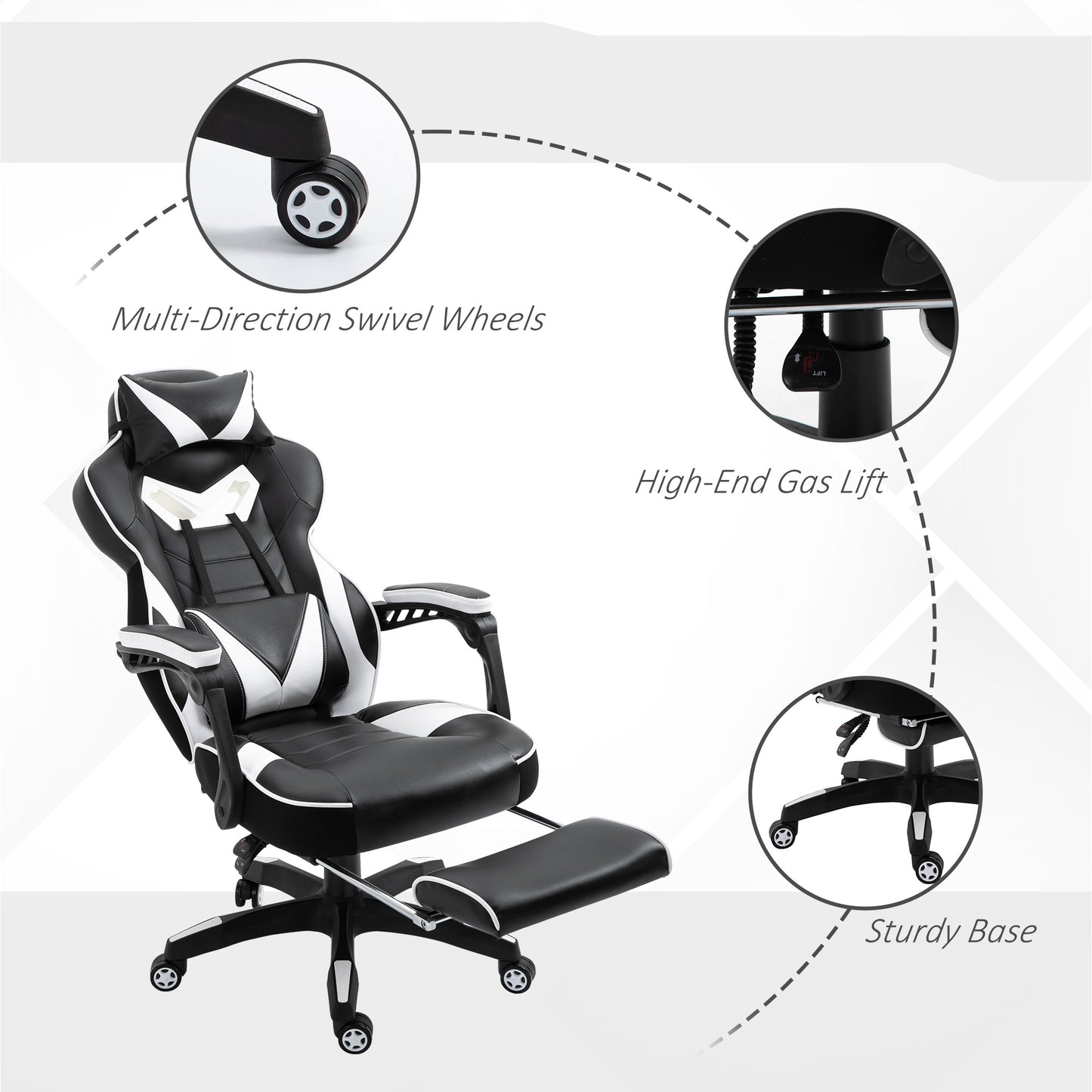 Vinsetto Racing Gaming Chair with Footrest