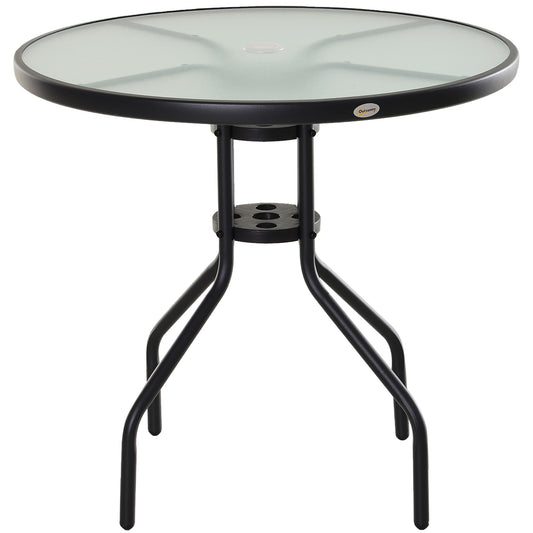 Outsunny Bistro Table Outdoor Round Dining Coffee Table with Parasol Hole