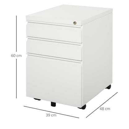 Vinsetto Mobile Vertical File Cabinet Lockable Metal Filling Cabinet with 3 Drawers and Anti-tilt Design