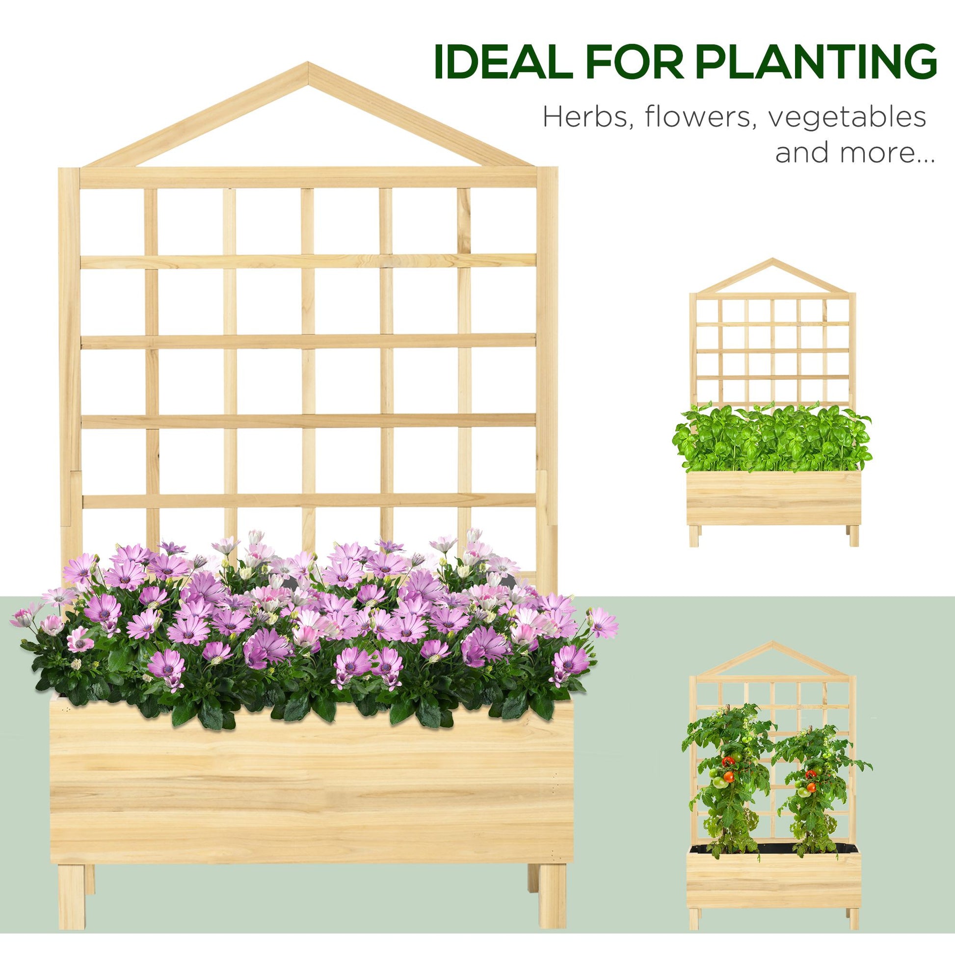 Outsunny Garden Planters with Trellis for Vine Climbing