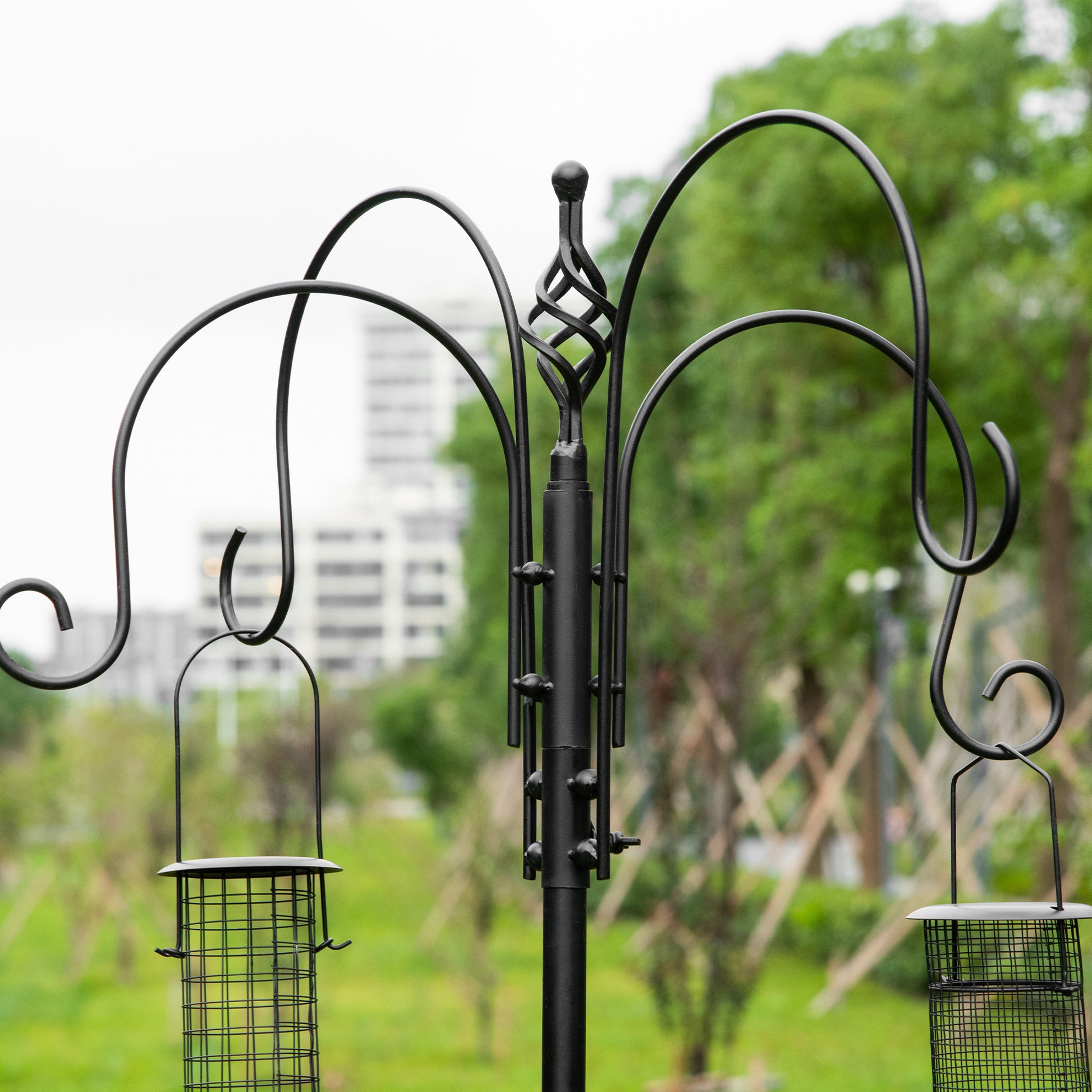 Hanging 226cm Bird Feeder Station Steel Black by Pawhut