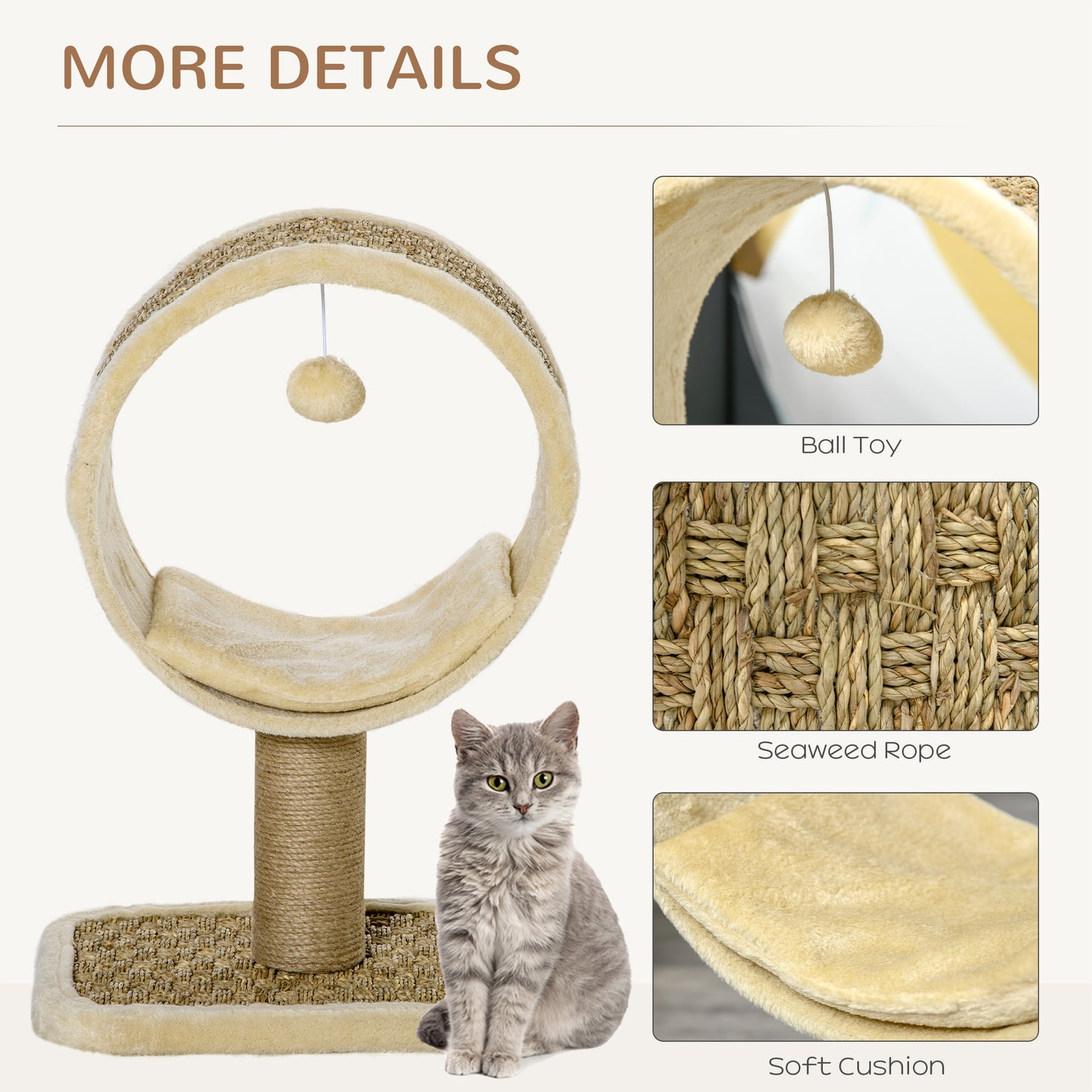 PawHut 56cm Small Cat Tree for Indoor Cats with Scratching Post