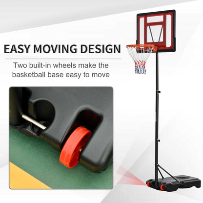 Homcom Portable Basketball Stand 160-210cm Adjustable Height Sturdy Rim Hoop Base Net