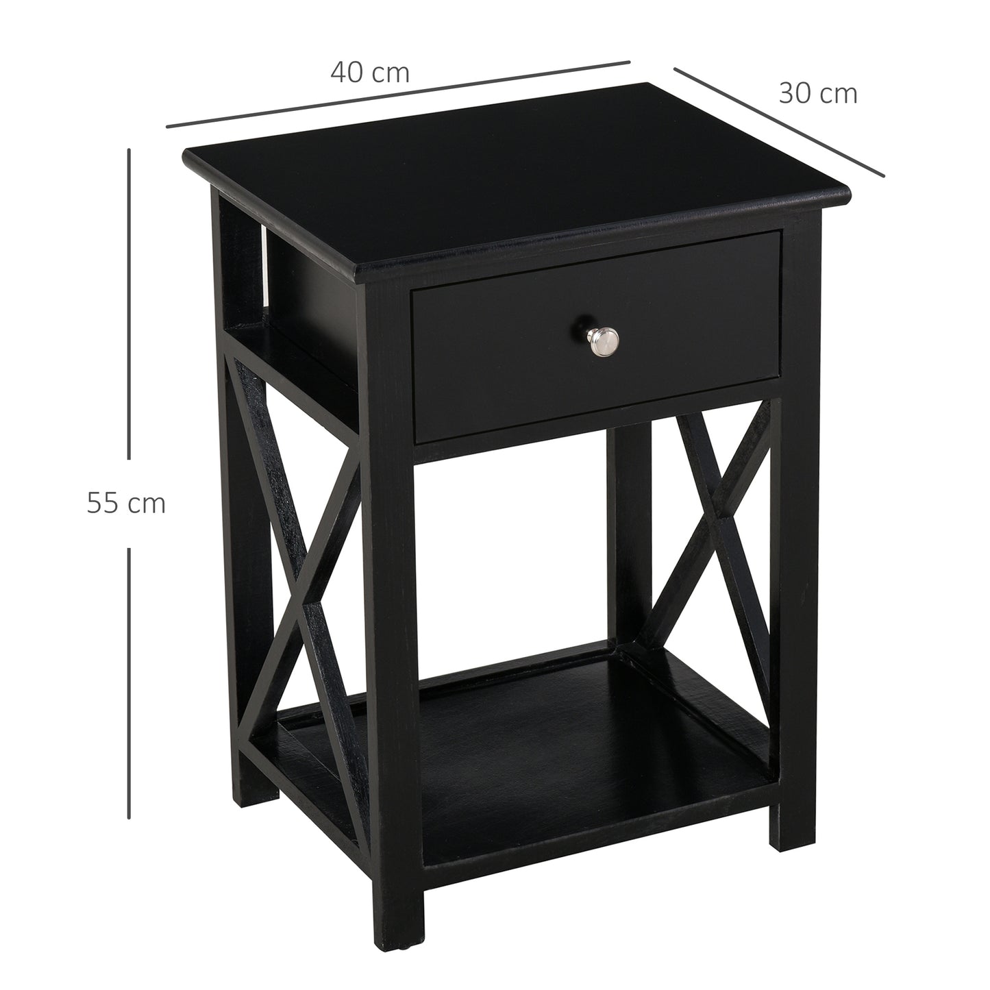 Homcom End Table?Sofa Side Table with Drawer X Bar Bottom Storage Shelf