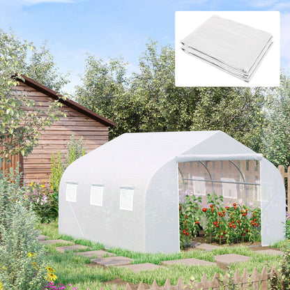 Outsunny Walk In Greenhouse Cover Replacement Plant Growhouse PE Cover 4.5x3x2m White