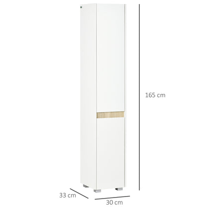 kleankin Tall Bathroom Cabinet with Adjustable Shelves