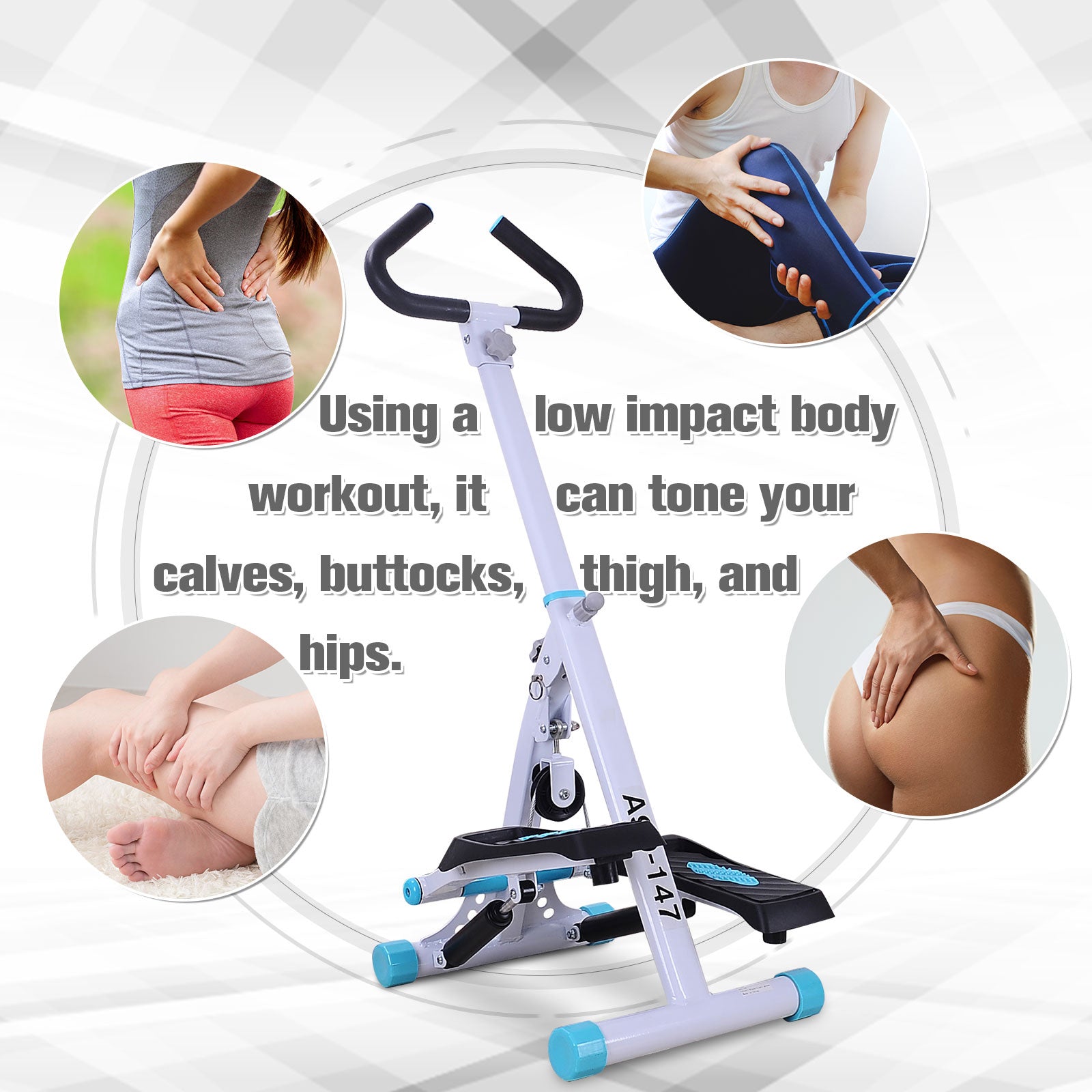 Homcom Stepper w/ Handle Hand Grip Workout Fitness Machine For Fitness Aerobic Exercise Home Gym White