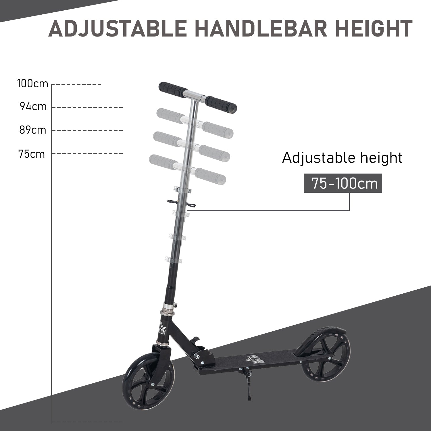 Homcom Kids Scooter Teenager Kick Scooter Foldable 4 Levels Adjustable Height with Rear Fender Brake for 7-14 Years