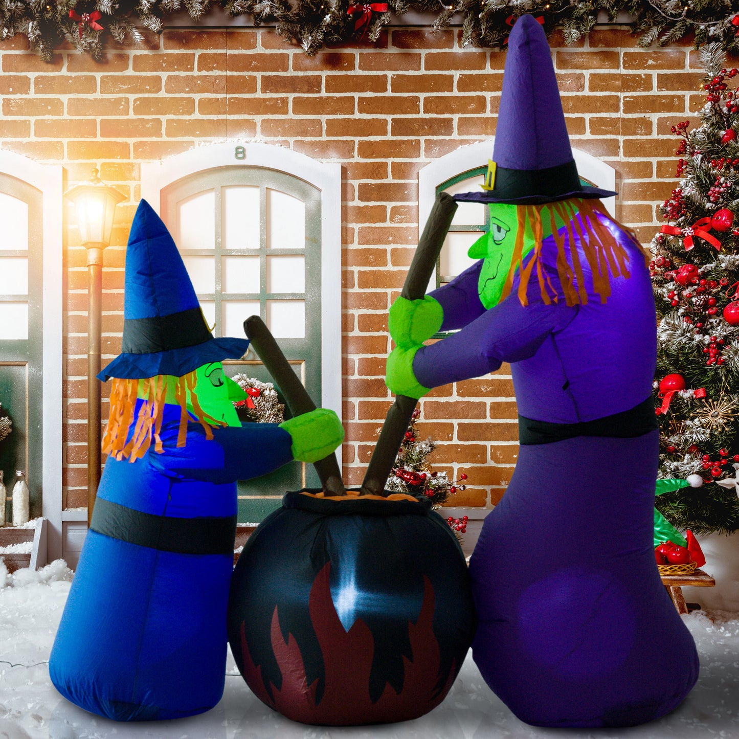 Homcom 1.8H m Inflatable Witches Halloween Decoration