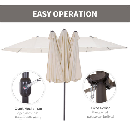 Outsunny 4.6m Double-Sided Patio Parasol Sun Umbrella-Beige