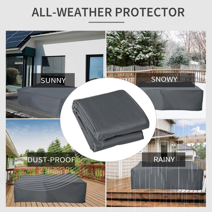 Outsunny 275x205cm Outdoor Garden Rattan Furniture Protective Cover Water UV Resistant Grey