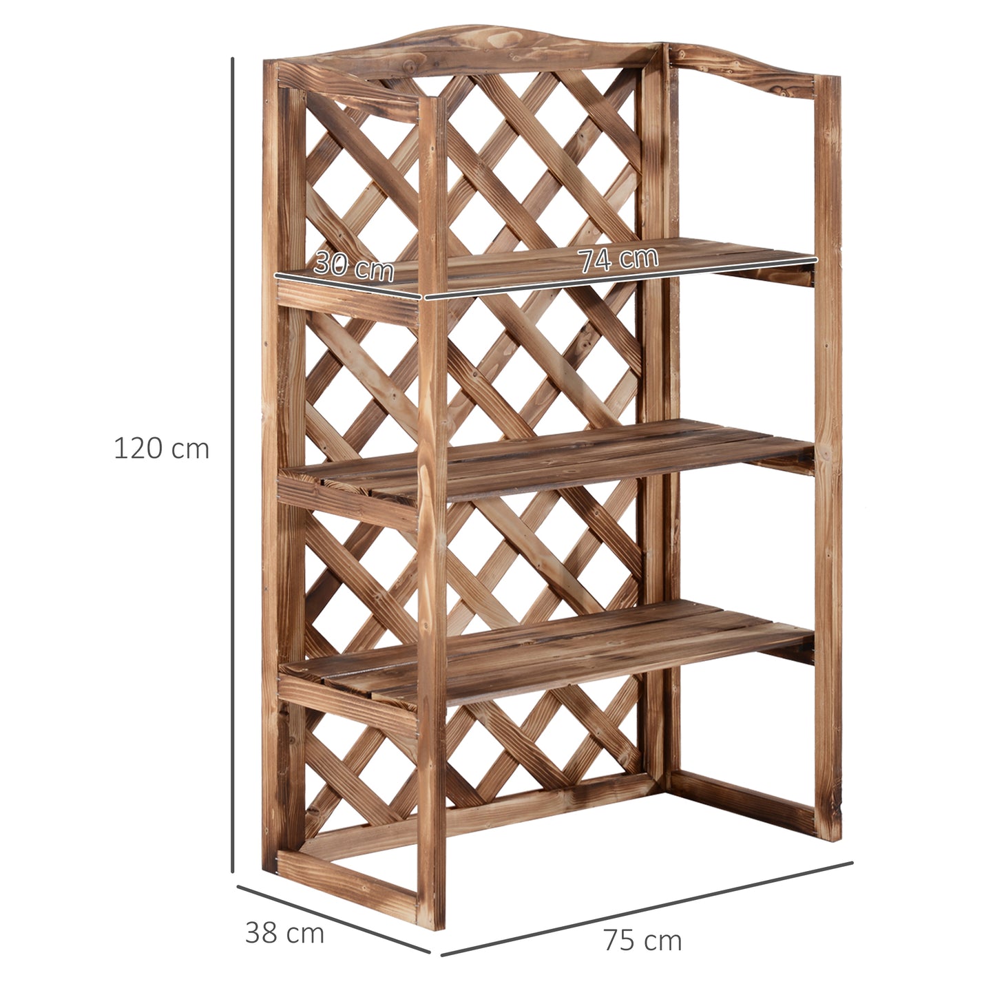 Outsunny 3-Tier Wooden Plant Stand Shelf