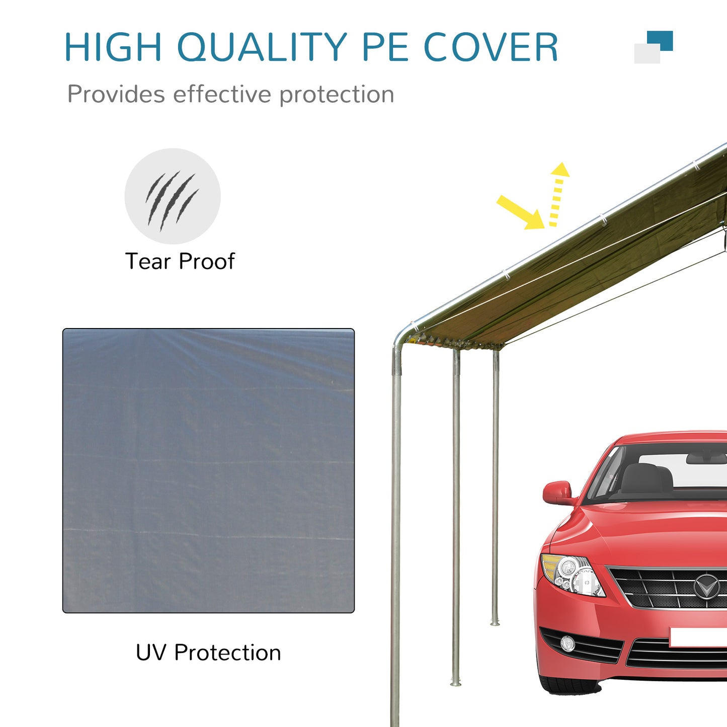 Outsunny 3 x 6m Heavy Duty Carport Garage Car Shelter Galvanized Steel Outdoor Open Canopy Tent Water UV Resistant Waterproof